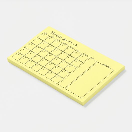 Gelber Kalender Monatsplaner Post-it Klebezettel (angewinkelt)