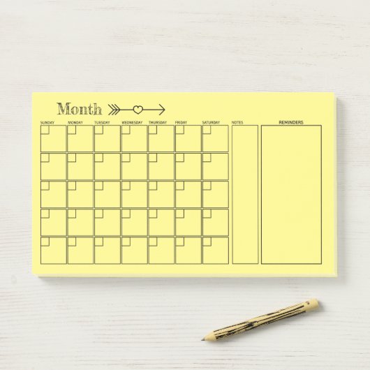 Gelber Kalender Monatsplaner Post-it Klebezettel (Auf Schreibtisch)