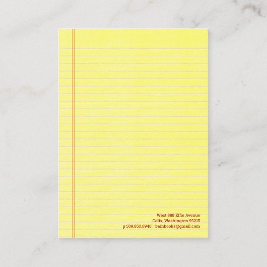 Gelber Kanzleibogenblock Visitenkarte (Rückseite)