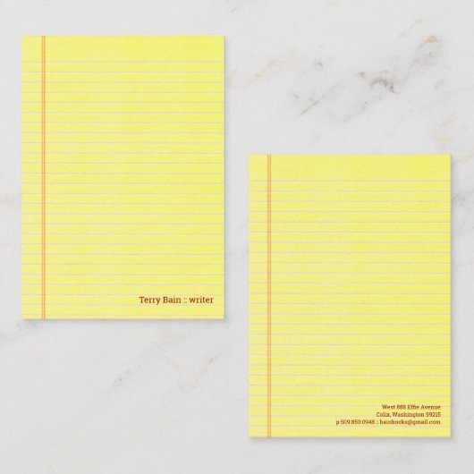 Gelber Kanzleibogenblock Visitenkarte (Vorne/Hinten)