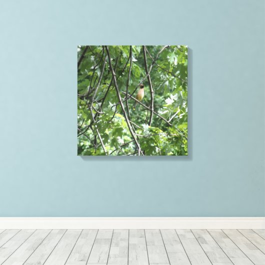 Gelber Kardinal Leinwanddruck (Insitu (Holzboden))