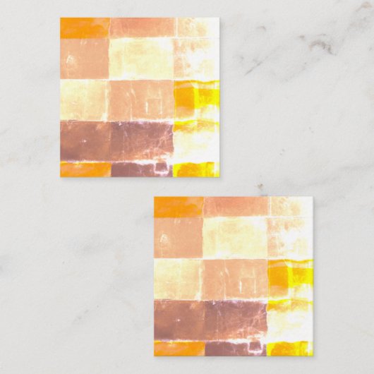 Gelber Karierter Pfirsich Quadratische Visitenkarte (Vorne/Hinten)