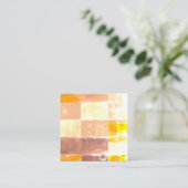 Gelber Karierter Pfirsich Quadratische Visitenkarte (Stehend Vorderseite)