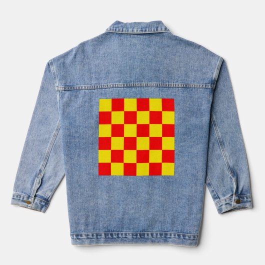 Gelber Karo Prüfmuster-Design Jeansjacke (Rückseite)