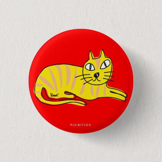 Gelber Katzenknopf Button (Vorderseite)