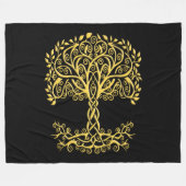 Gelber Keltenbaum Fleecedecke (Vorderseite (Horizontal))