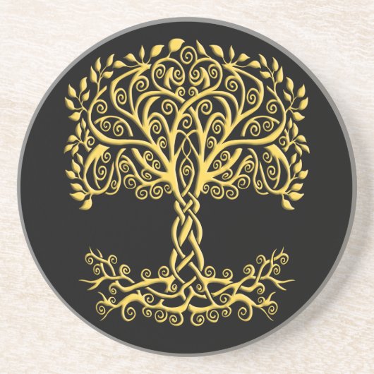 Gelber Keltenbaum Getränkeuntersetzer (Vorne)