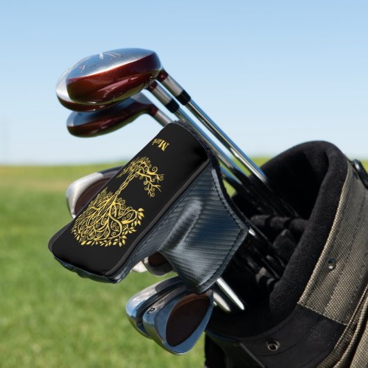 Gelber Keltenbaum Golf Headcover (In Situ)