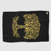 Gelber Keltenbaum Golfhandtuch (Horizontal)