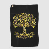 Gelber Keltenbaum Golfhandtuch (Vorderseite)