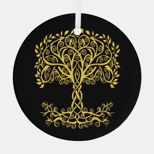 Gelber Keltenbaum Ornament Aus Glas (Rückseite)