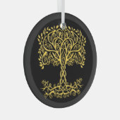 Gelber Keltenbaum Ornament Aus Glas (Vorderseite Rechts)