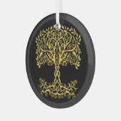 Gelber Keltenbaum Ornament Aus Glas (Vorderseite links)