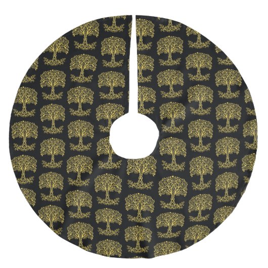 Gelber Keltenbaum Polyester Weihnachtsbaumdecke (Vorderseite)