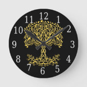 Gelber Keltenbaum Runde Wanduhr (Vorderseite)