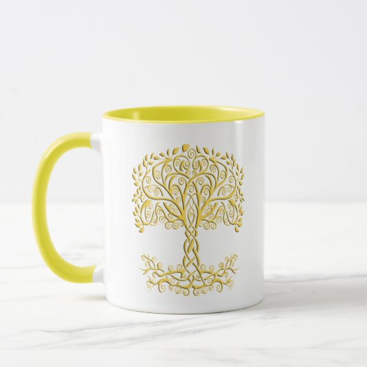 Gelber Keltenbaum Tasse (Links)
