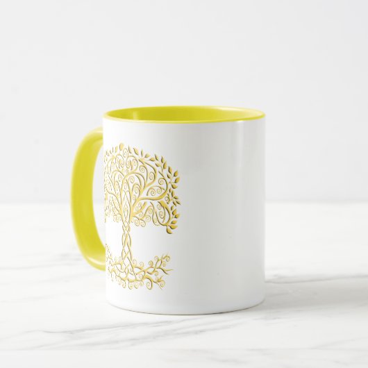 Gelber Keltenbaum Tasse (Vorderseite Links)
