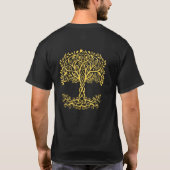 Gelber keltischer Baum des Lebens vor und zurück T-Shirt (Rückseite)