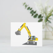 gelber Kettenbagger Postkarte (Stehend Vorderseite)