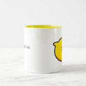 Gelber Kick, Ihr Text hier Zweifarbige Tasse (Mittel)