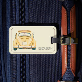 Gelber Klassiker Vintage-Buggy-Käfer-Auto personal Gepäckanhänger