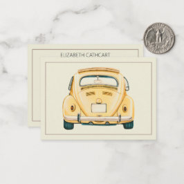 Gelber Klassischer Vintage-Buggy-Käfer-Auto Person Mitteilungskarte
