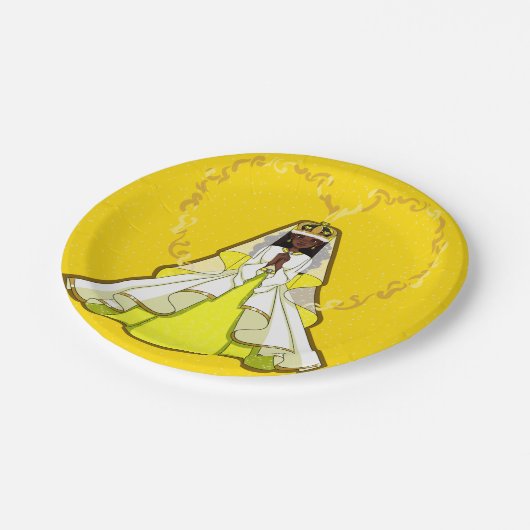 Gelber Königin-Papier-Teller 7" Pappteller (Schrägansicht)