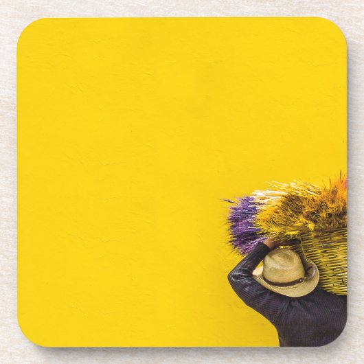 Gelber Korb Getränkeuntersetzer (Vorderseite)