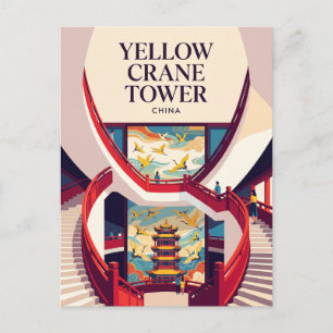 Gelber Kran Turm Innentreppe China Postkarte