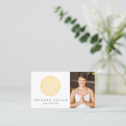 Gelber Kreis Mandala, Holistischer Heiler Foto hin Visitenkarte (Stehend Vorderseite)