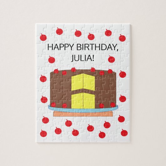 Gelber Kuchen mit Schokolade Zuckerguss Puzzle (Vertikal)