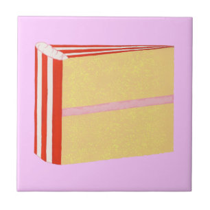 Gelber Kuchen, Rot, Weiß und Rosa Icing Trivet Fliese