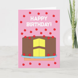 Gelber Kuchen und Schokolade Zuckerguss: Rosa Gebu Karte