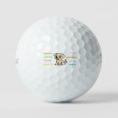 Gelber Lab Charakter Cartoon Golfball (Vorderseite)