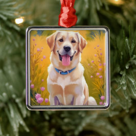 Gelber Lab | Hundebild Labrador Retriever Ornament Aus Metall