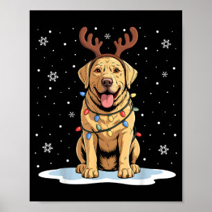 Gelber Lab Labrador Weihnachts Rentier Hundeliebha Poster