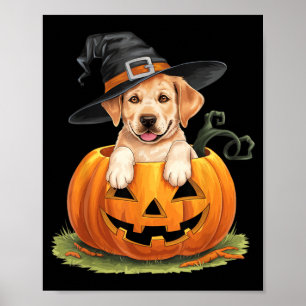 Gelber Labrado-Hund Halloween-Kürbis Poster