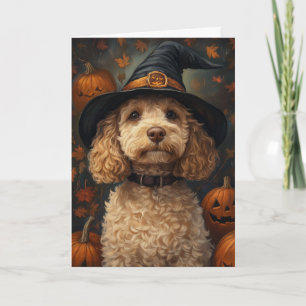 Gelber Labradoodle Halloween Feiertagskarte
