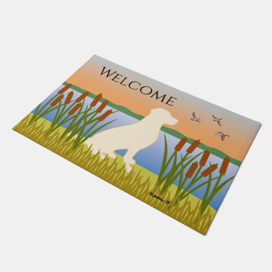 Gelber Labrador Bird Dog Sunset Fußmatte (Schrägansicht)