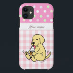 Gelber Labrador, der Eiscreme-Cartoon leckt Case-Mate iPhone Hülle<br><div class="desc">Whimsy und niedlicher Labrador-Retriever-Cartoon geschaffen von Naomi Ochiai von Japan. Ein niedliches und glückliches schauendes gelbes Labrador genießt,  Eiscreme zu lecken. Eine was für frohe Zeit es! ist! Nettes Geschenk für Hundeliebhaber die Liebe gelbes Labrador.  Wir haben verschiedene Hintergründe.  Sie können Text und mehr besonders anfertigen!</div>