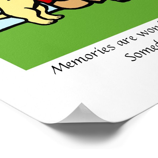 Gelber Labrador Engel mit Liebe Cartoon Poster (Ecke)