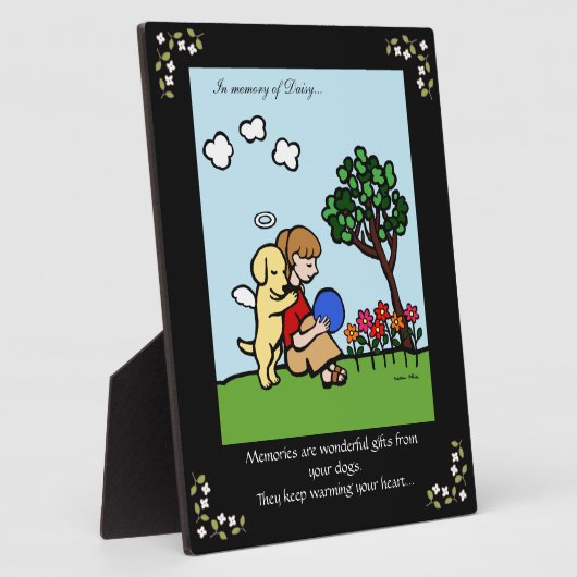 Gelber Labrador-Engel mit Liebe-Gedächtnis Fotoplatte (Seite)