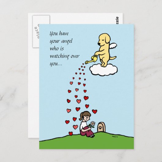 Gelber Labrador Engel mit Liebe Postkarte (Vorne/Hinten)