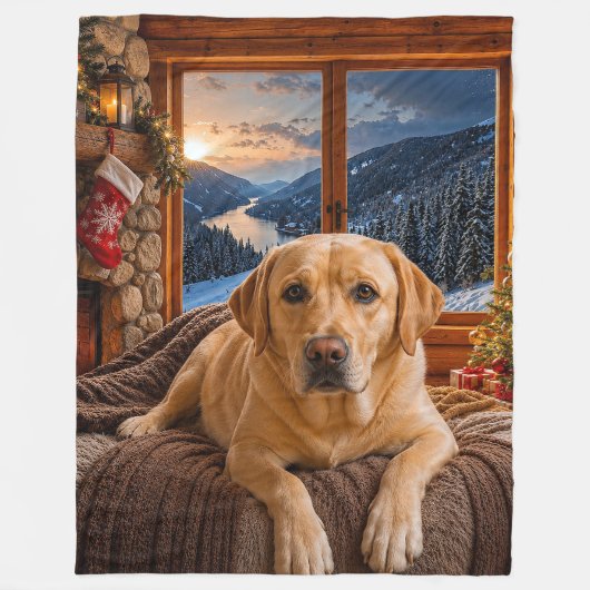 Gelber Labrador-Feiertag  Fleecedecke (Vorderseite)