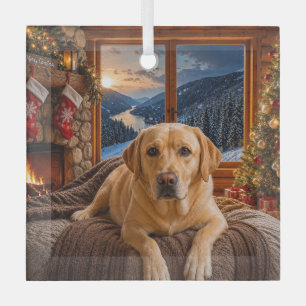 Gelber Labrador-Feiertag Ornament Aus Glas