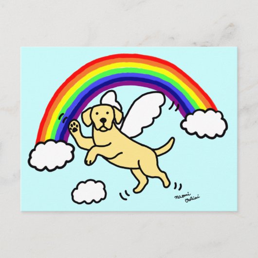 Gelber Labrador Guardian Engel (Rainbow Bridge) Postkarte (Vorderseite)