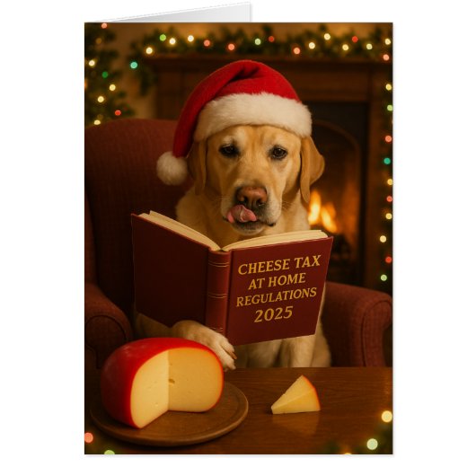 Gelber Labrador-Käse-Steuer-Weihnachtskarte (Vorne)