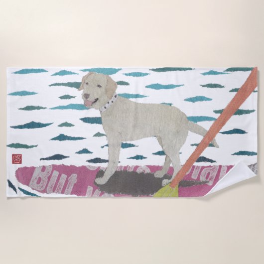 Gelber Labrador, Labrador-Retriever, modern Strandtuch (Vorderseite)