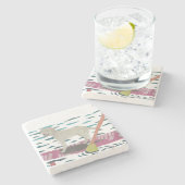 Gelber Labrador, Labrador-Retriever, Strand-Hund Steinuntersetzer (Seitenansicht)