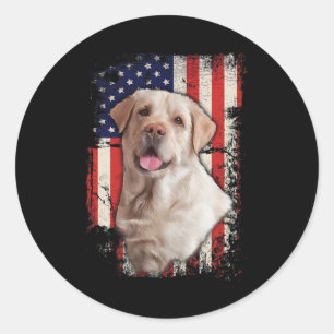 Gelber Labrador Labs Patriotische amerikanische Fl Runder Aufkleber